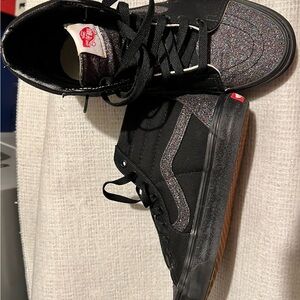 *New Vans Custom Made Black and Glitter High-Tops